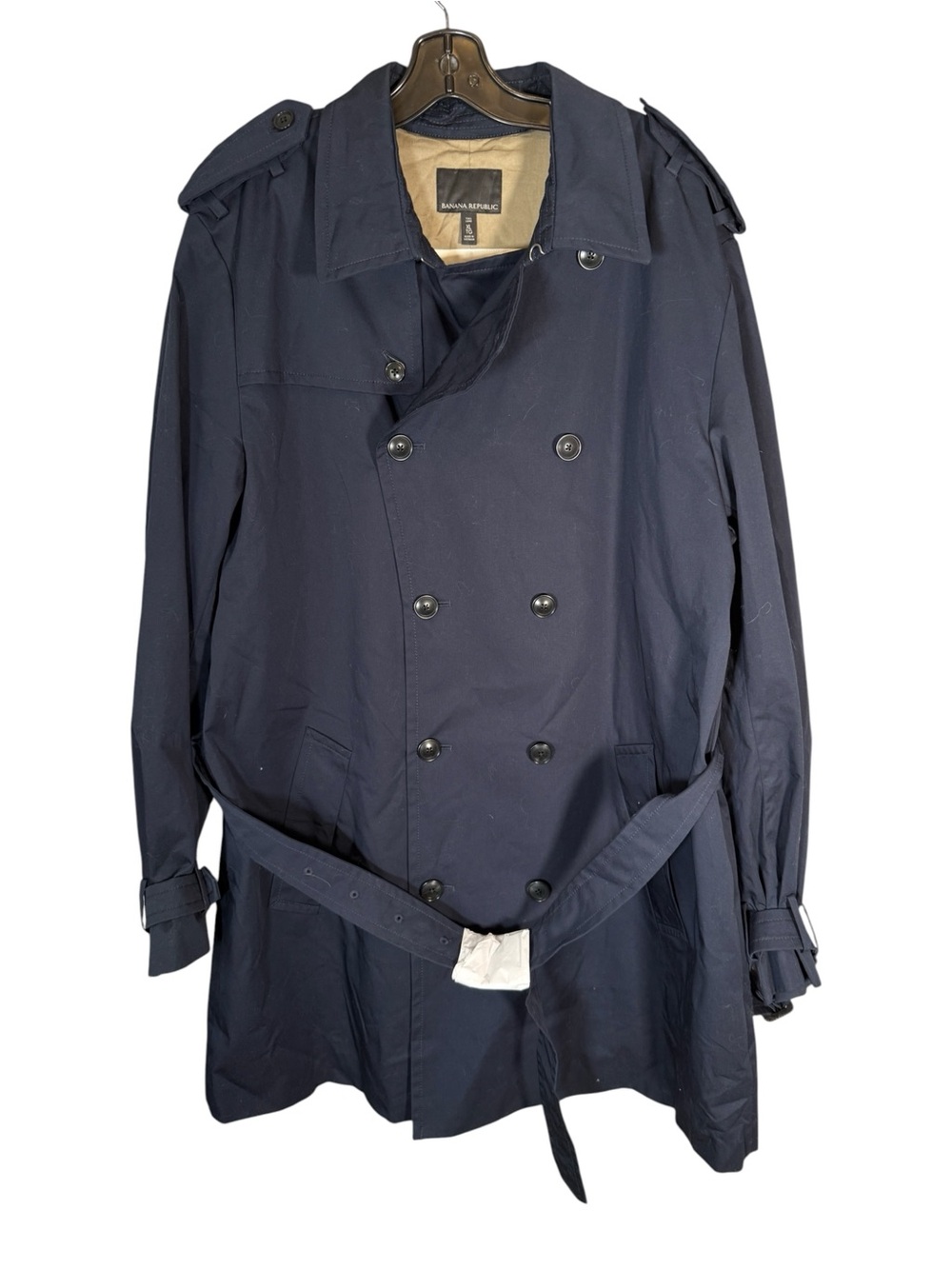 Banana Republic Men's Banana Trench Cotton Belted Navy Classic XL Tall